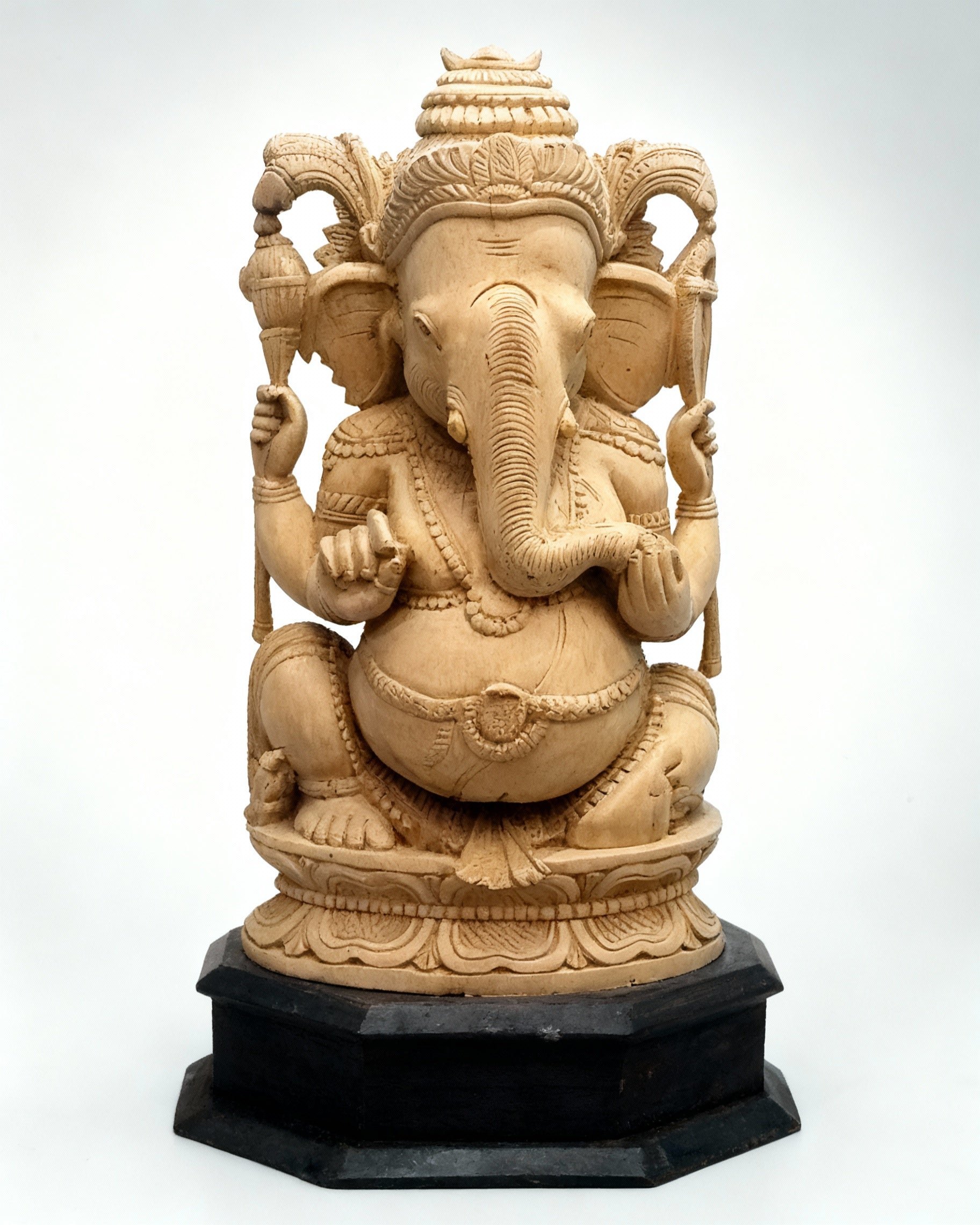 Handcrafted Wooden Lord Ganesha Statue – Elegant Ganesh Idol for Home & Office Décor