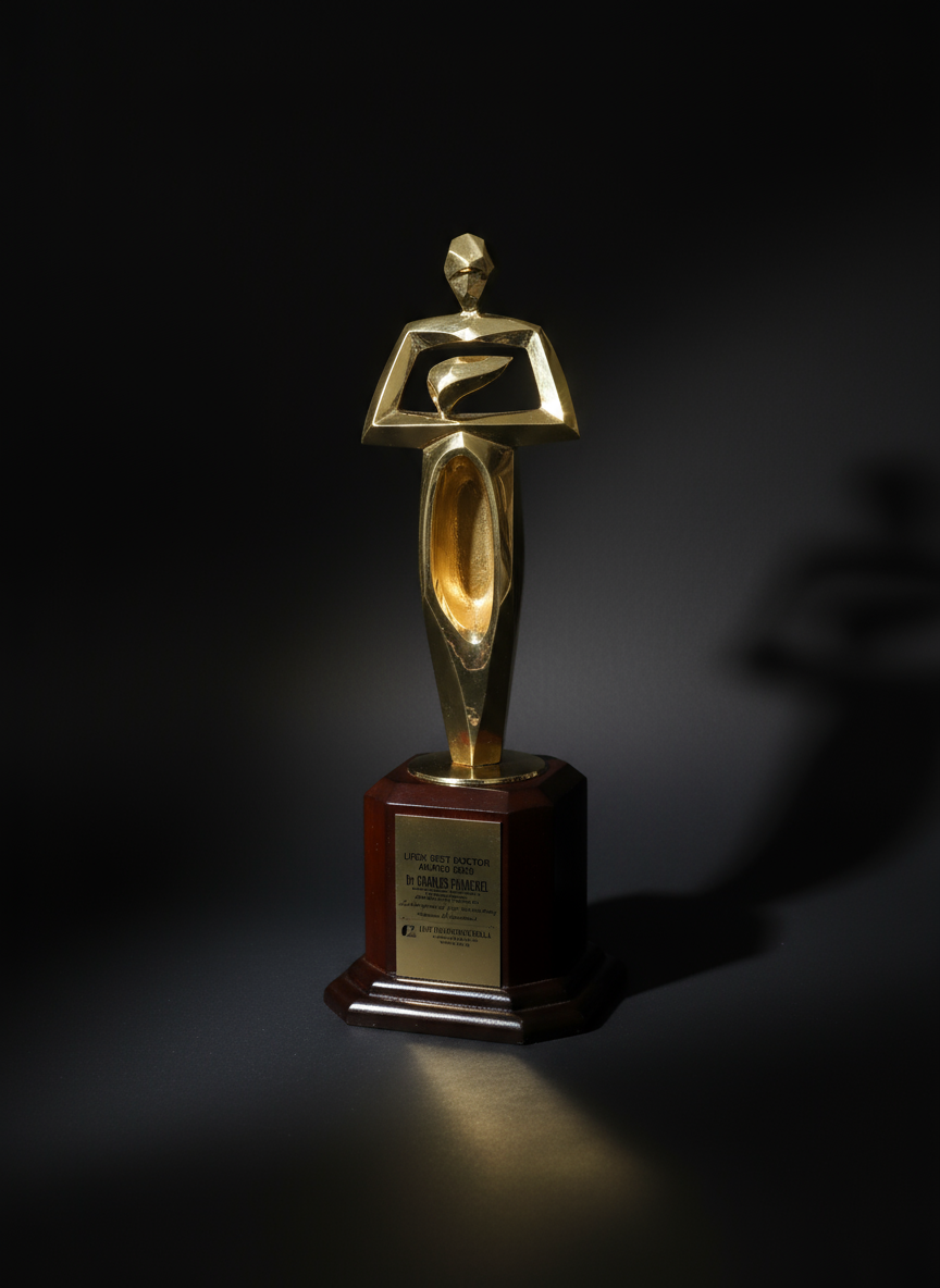 Premium Golden Metal Trophy with Wooden Base – Customizable Corporate & Achievement Award.