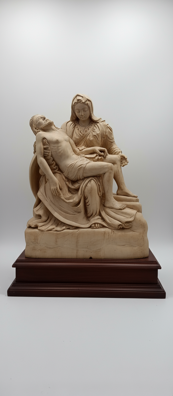Elegant Wooden Pietà Sculpture – Handcrafted Religious Statue for Home & Church Décor.