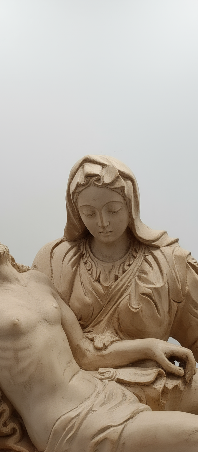 Elegant Wooden Pietà Sculpture – Handcrafted Religious Statue for Home & Church Décor.