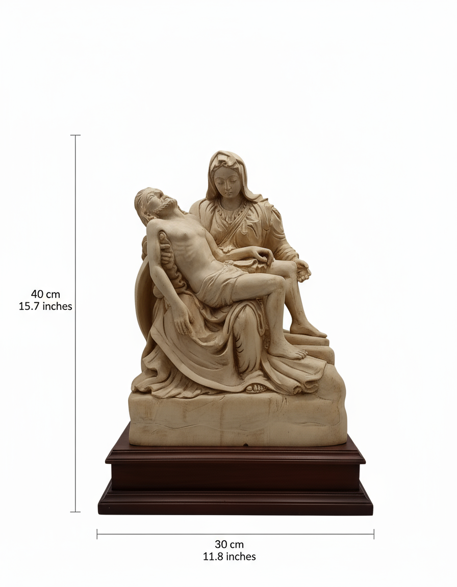 Elegant Wooden Pietà Sculpture – Handcrafted Religious Statue for Home & Church Décor.