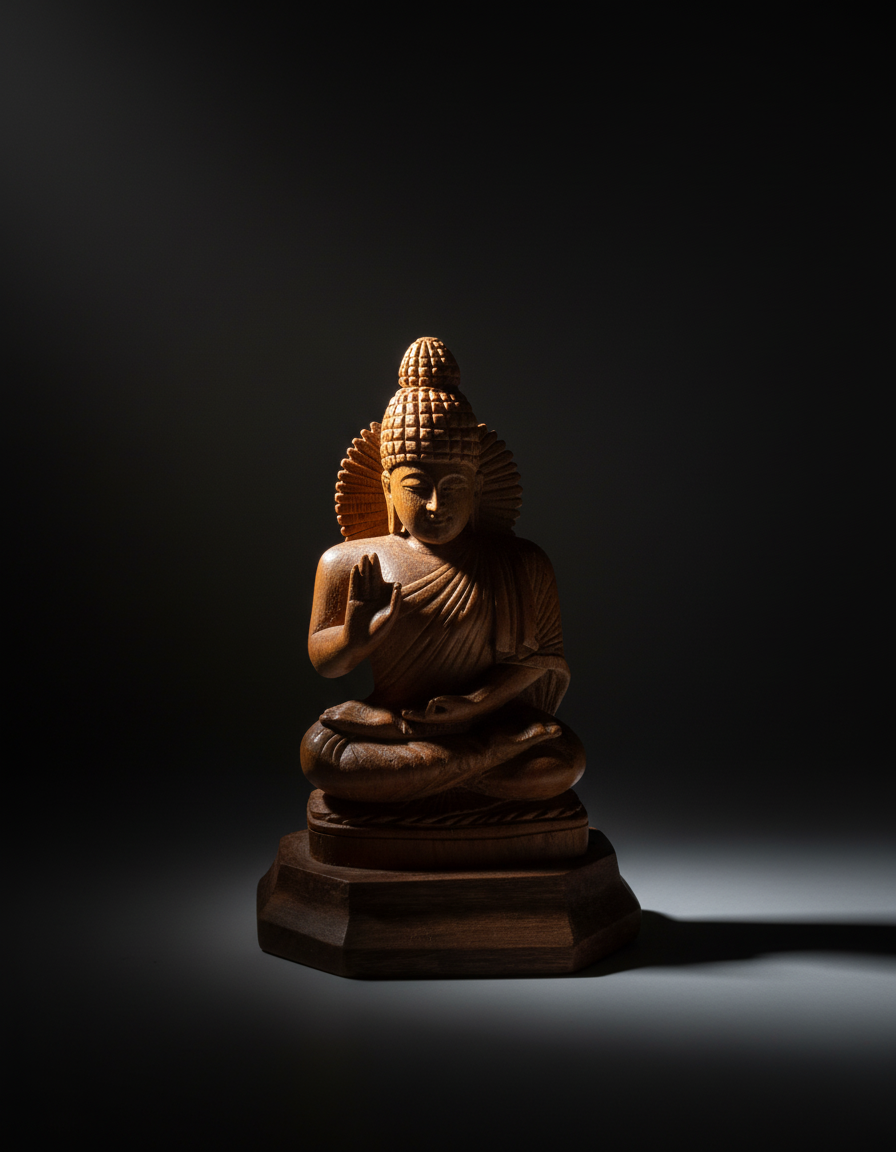 Elegant Wooden Buddha Statue – Handcrafted Meditating Buddha Idol for Home, Office & Spiritual Décor.