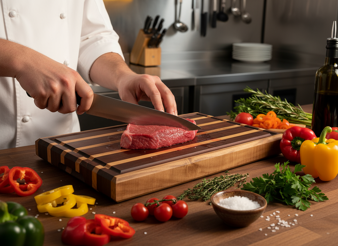 Premium Wooden Chopping Board – Striped Butcher Block Cutting Board