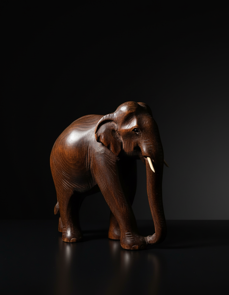 Handcrafted Wooden Elephant Figurine – Elegant Home Décor Sculpture