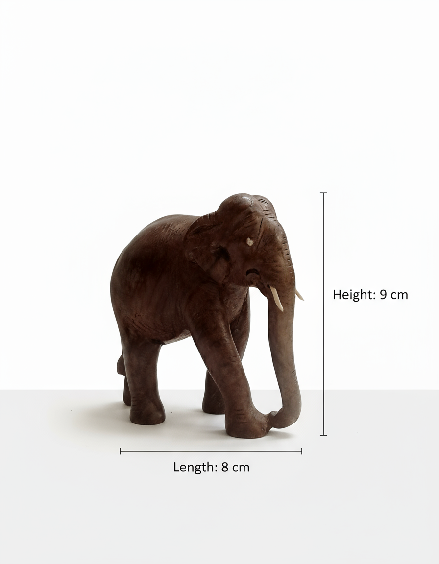 Handcrafted Wooden Elephant Figurine – Elegant Home Décor Sculpture