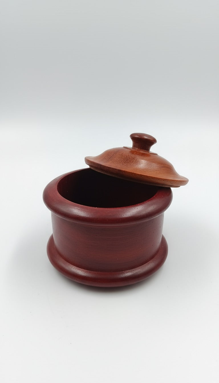 Handmade Wooden Storage Box with Lid – Elegant Round Container for Spices, Jewelry, or Keepsakes