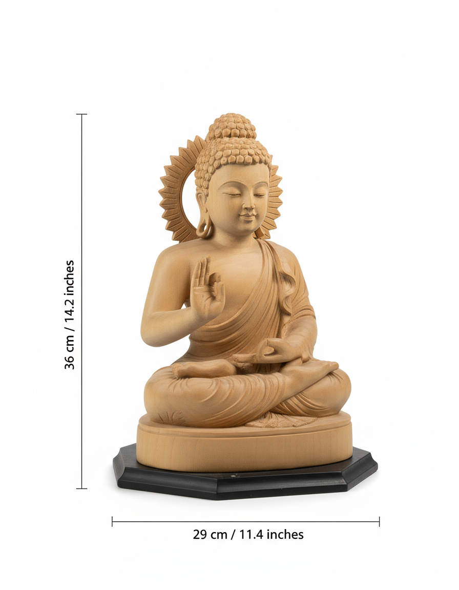 Handcrafted Wooden Buddha Statue – Peaceful Meditation Home Décor Idol