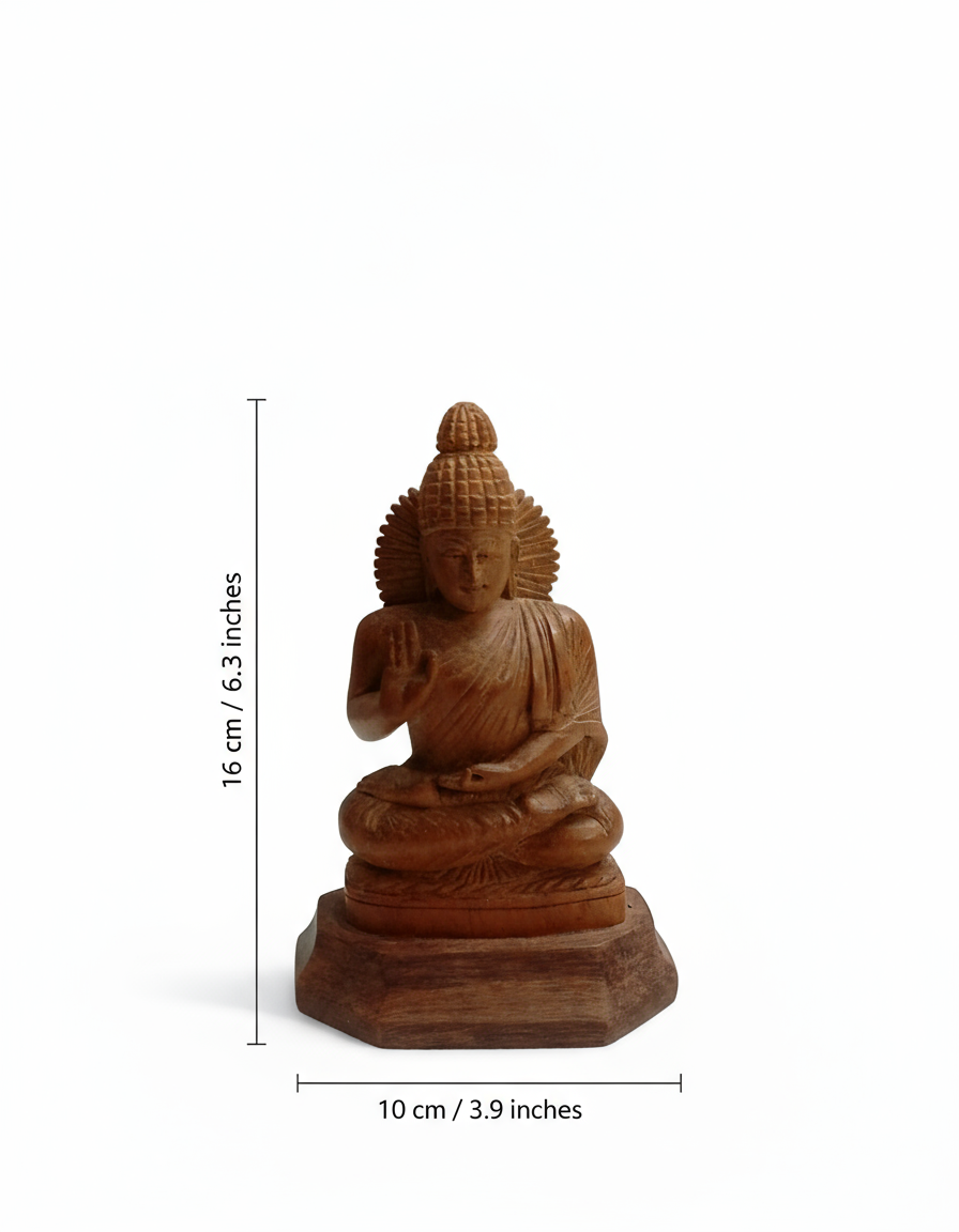 Elegant Wooden Buddha Statue – Handcrafted Meditating Buddha Idol for Home, Office & Spiritual Décor.