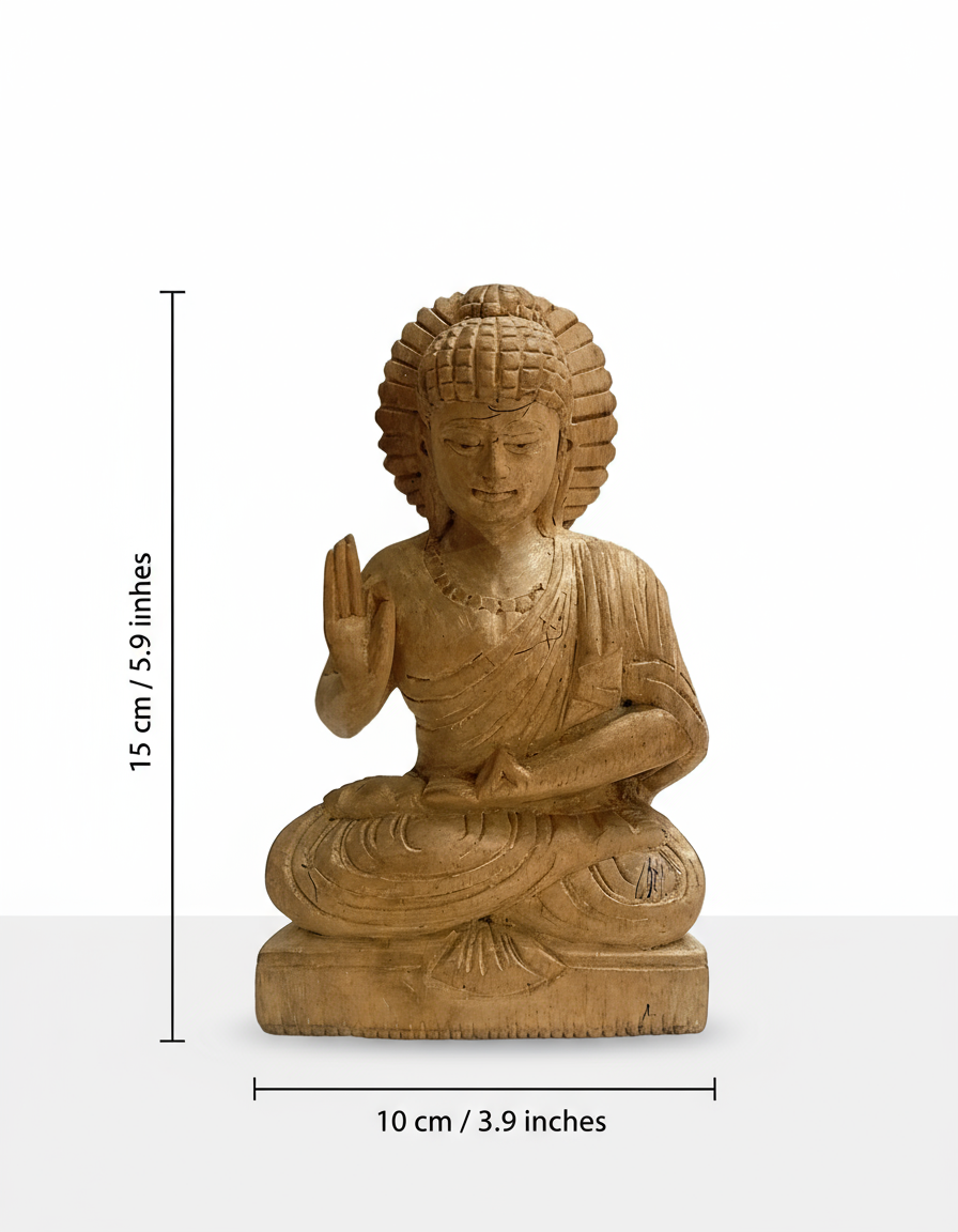 Beautiful Wooden Buddha Statue – Handcrafted Blessing Pose Idol for Peace, Meditation & Home Décor
